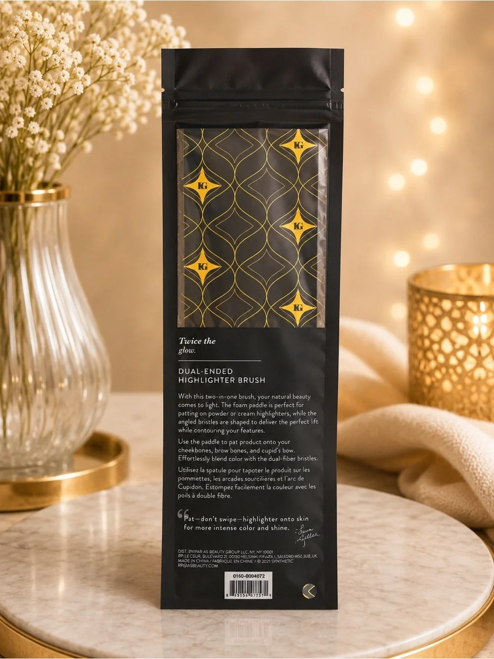 Laura Geller Dual-Ended Highlighter Brush | Powder & Cream Makeup Brush
